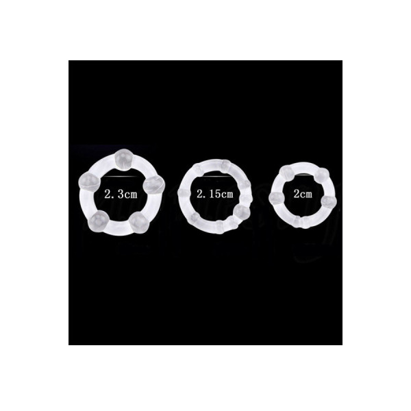 Pack 3 cockring transparents avec billes 